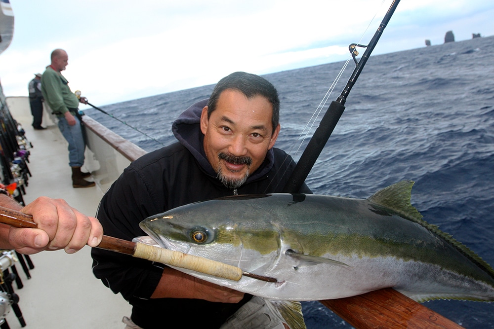 grip and grin yellowtail Alijos Rocks long-range fishing trip