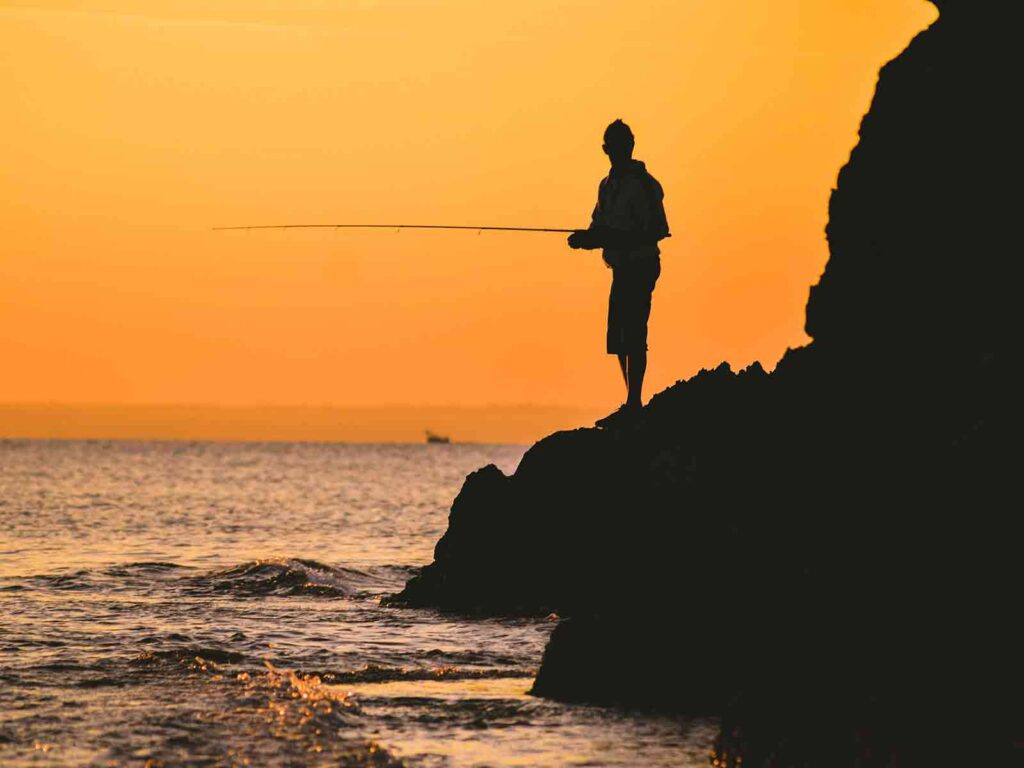 fishing off the rocks