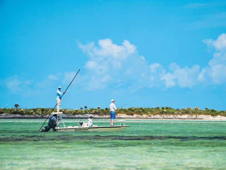 Poling a skiff