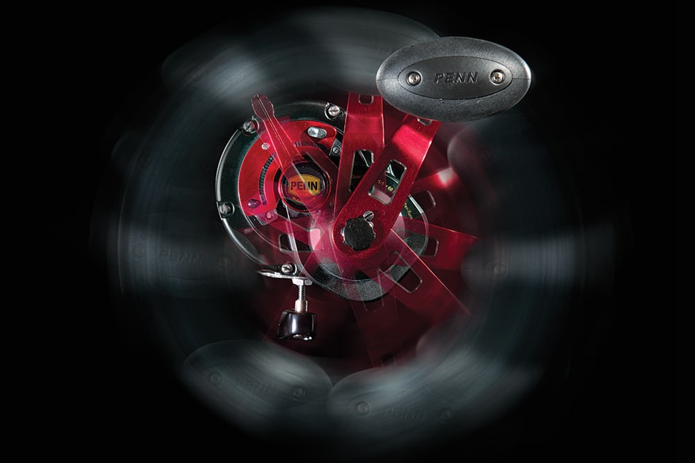 Penn Fathom 40NLDHS high-speed fishing reel.