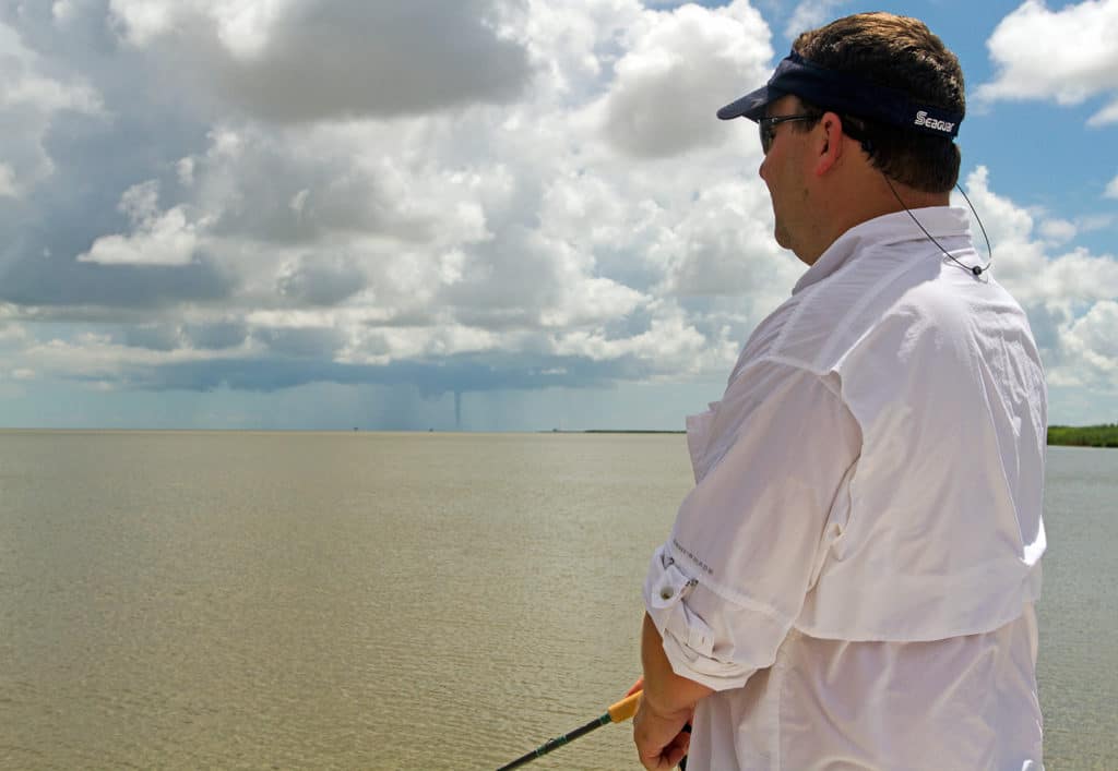 fishing near waterspout