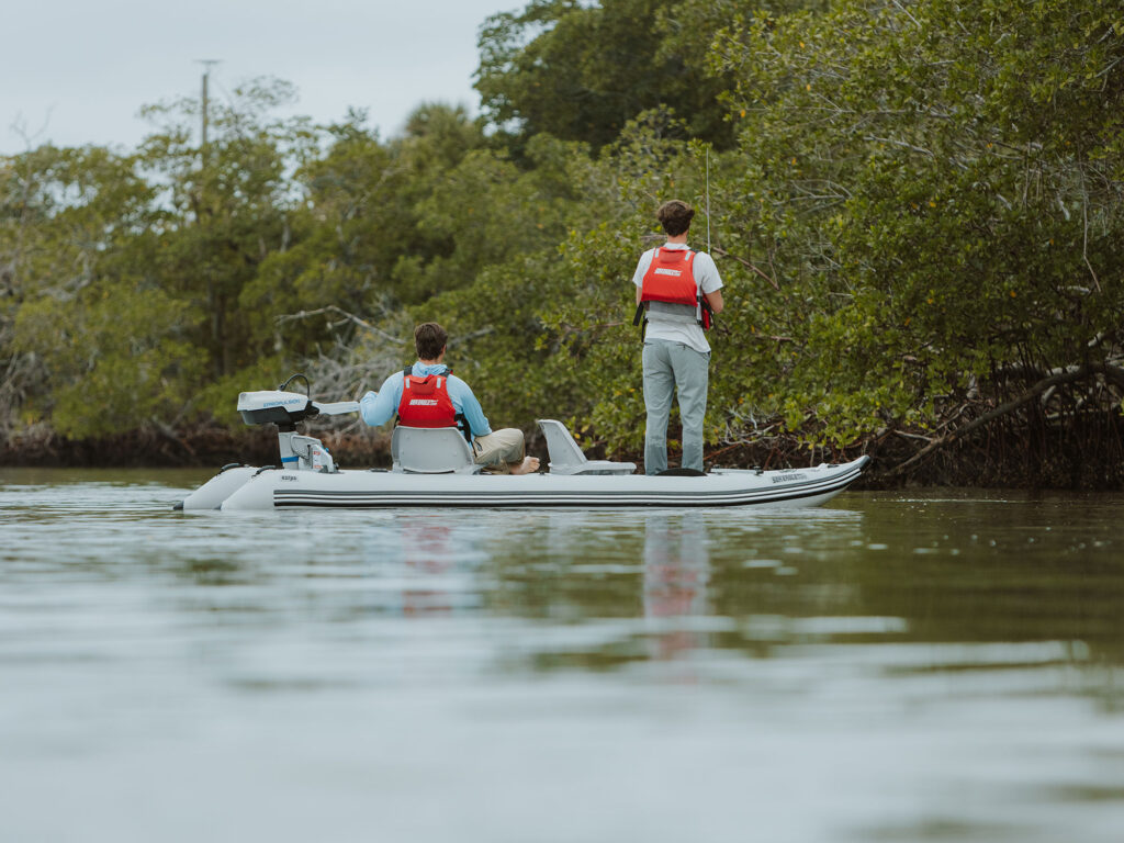 ePropulsion outboard on a fishing skiff